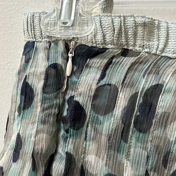 Ports Womens Silk Polka Dot Bubble Skirt Sz Medium Blue Gray Tulip - Picture 7 of 9